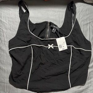 Forever 21 Black Top with White Piping